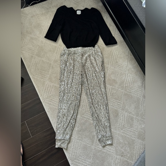 Cable & Gauge Pants & Jumpsuits Light Gold Sequin Joggers They Are